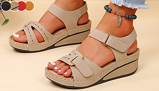 Casual Orthopaedic Wedge-Heel Velcro Sandals - 4 Colours & 9 Sizes