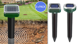 2-Pack of Solar Powered Ultrasonic Pest Repellers