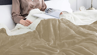 Reversible Sherpa Fleece Throw Blanket 