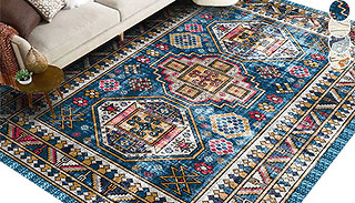 Retro Persian-Inspired Printed Rug - 4 Colours & 3 Sizes