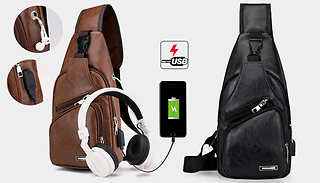 Men's Faux Leather Sling Crossbody Bag - 3 Colours