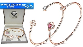 Genuine Diamond & Swarovski Rose Gold Bangle - 3 Options