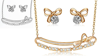 Bow and Bar Swarovski Elements Crystal Jewellery Set - 2 Colours