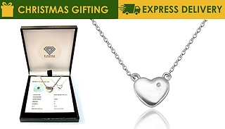 Genuine Diamond and White Gold Heart Pendant
