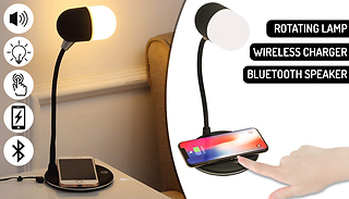 3-in-1 Rotating Lamp, Bluetooth Speaker & Wireless Charger