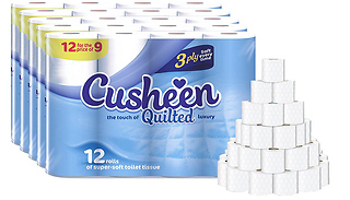60-Pack of Cusheen Quilted White Toilet Rolls