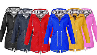 Long Hooded Women's Raincoat - 6 Colours & 8 Sizes