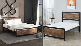 HOMCOM Metal Bed Frame, Headboard & Footboard - 3 Sizes 