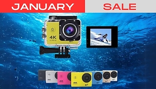 HD or 4K Underwater Sports Camera with Optional 32GB SD Card - 7 Colou ...