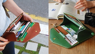 Faux Leather Envelope Purse with Pen Holder - 2 Colours