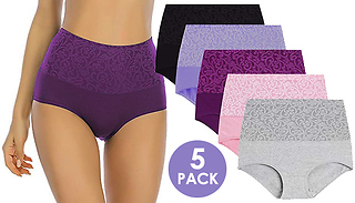 5-Pack Women's High Waist Cotton Knickers - 3 Colours