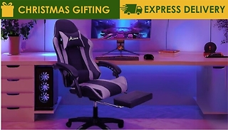 Reclining Swivel Gaming Chair With Foot Rest & Massager- 4 Colours