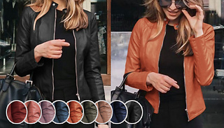 Women's Faux Leather Jacket - 9 Colours & 6 Sizes