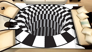 Optical Illusion Black and White Rug - 7 Sizes