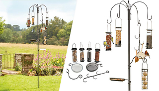 Metal Bird Feeding Stand with 4 Stations