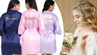 Bridesmaid Satin-Feel Pyjama Robes - 7 Colours, 5 Sizes 
