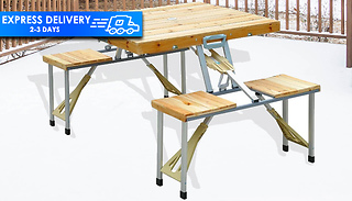 Portable Wooden Picnic Table with Seats