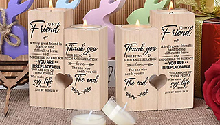 Pair of 'To My Friend' Wooden Candle Holders