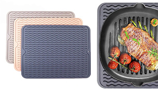 1 or 2-Pack of Silicone Heat Resistant DishDry Mats - 3 Colours