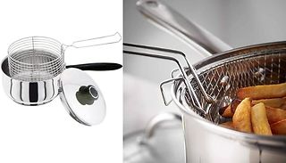 3-Piece 20CM Stainless Steel Chip Pan Fryer Pot with Lid & Basket