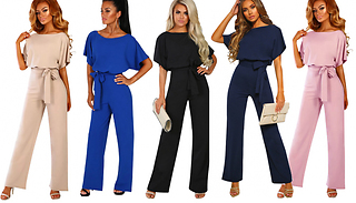 Formal Short Sleeve Tie-Waist Jumpsuit - 7 Colours & 5 Sizes