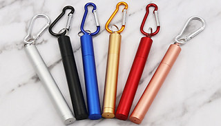 Folding Stainless Steel Metallic Straw with Collapsible Cleaning Brush ...