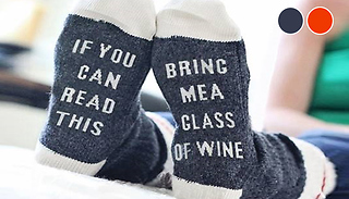 1 or 2 Pairs of 'Bring Me A Glass of Wine' Socks - 2 Colours