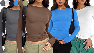 Block Colour Long Sleeve Casual Basic Tee - 6 Colours & 4 Sizes