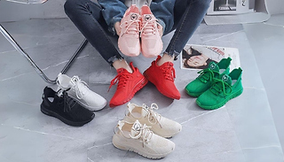 Casual Mesh Knit Lace-Up Trainers - 6 Colours & 6 Sizes