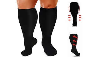 1 or 2 Pairs of Wide Calf Compression Socks - 2 Colours & 3 Sizes