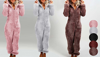 Women's Teddy Bear Fleece Hooded Onesie - 3 Sizes & 5 Colours