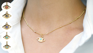 Evil Eye Oil Drop Pendant Necklace - 5 Colours