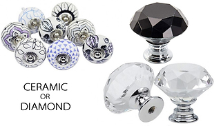 Ceramic or Diamond-Shaped Door Handles - 12-Pack