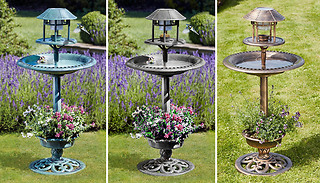 Bird Bath Hotel with Solar-Powered Light - 3 Colours
