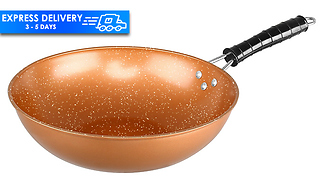 Large Copper Chinese Non-Stick Wok