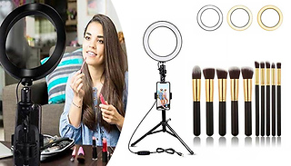 Ring Light & Tripod Filming Set with Makeup Brushes