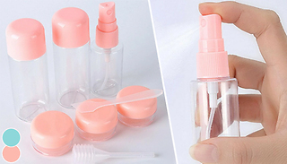 Glamza 9-Piece Clear Mini Travel Bottle Set - 2 Colours