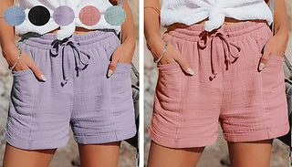 High Waisted Drawstring Shorts - 5 Colours & 4 Sizes