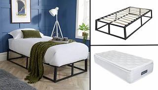 Platform Metal Bed Black & Galaxy Mattress - 3 Sizes
