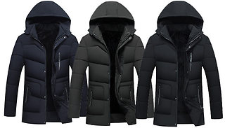 Men's Hooded Faux Goose Down Filled Coat - 5 Sizes & 3 Colours