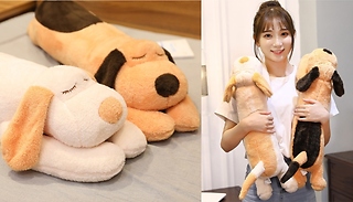 Cute Long Lying Plush Dog - 2 Colours & Sizes