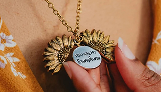 Hidden Message Sunflower Locket Necklace