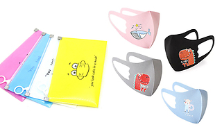Kids' Cartoon Face Cover With Storage Bag