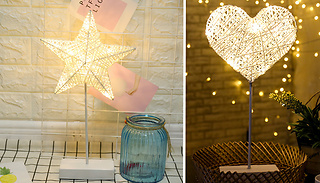 Star or Heart LED Woven Battery Powered Desk Lamp