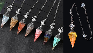 Healing Crystal Dowsing Necklace - 2 Chain Colour Options, 13 Designs 