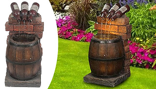 USB Miniature Wine Bottle and Barrel Fountain Statue & Optional LED