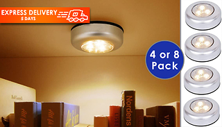 4 or 8-Pack of Adhesive LED Push Lights