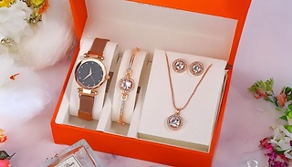 Elegant 4-Piece Jewellery Giftset - Necklace, Earrings, Bracelet & Qua ...