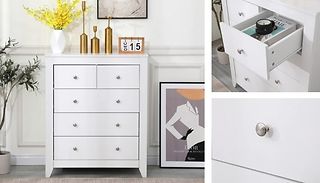 White 5 Drawers Chest of Drawers