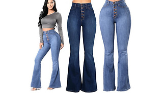 Women's High-Rise Wide-Leg Jeans - 2 Colours & 7 Sizes